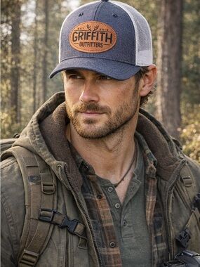 Richardson 115 Griffith Outfitters Navy Snapback Hat with Leather Patch med/lg